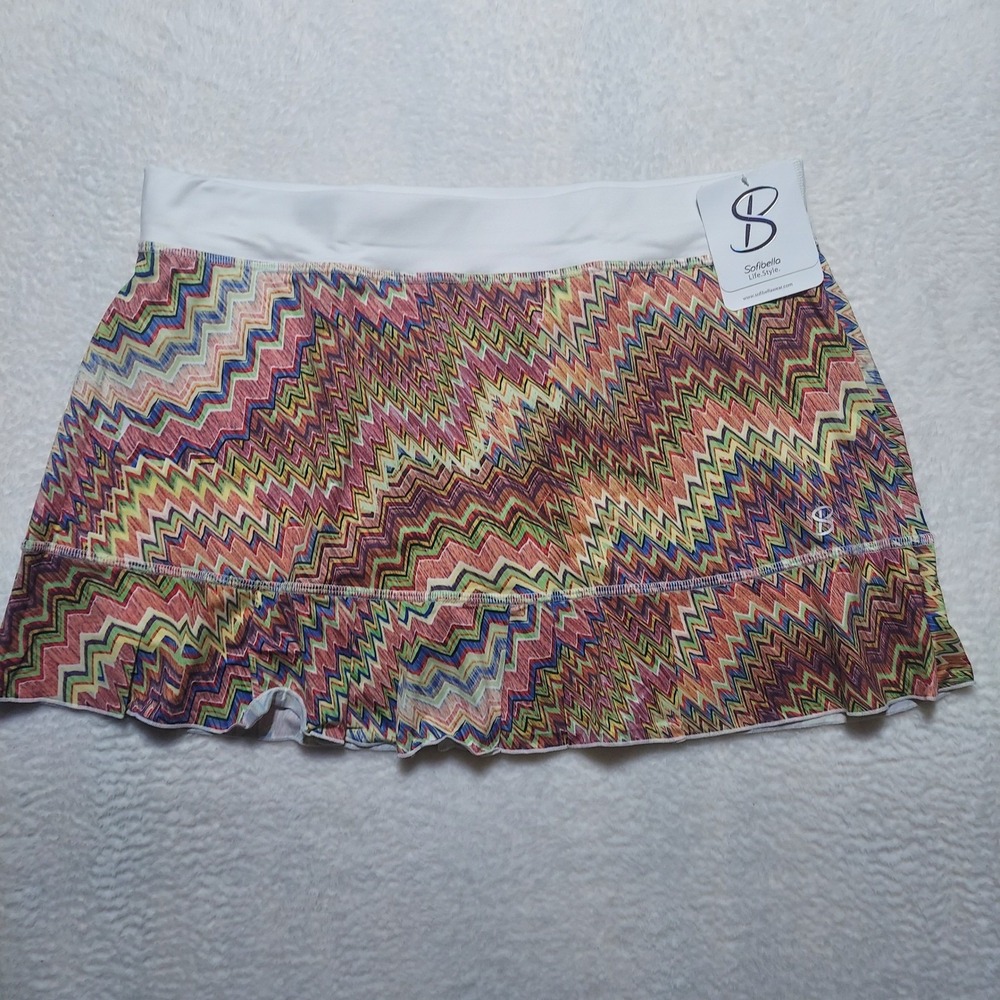 Sofibella Skort Women XL Multicolor Brand New Zig Zag Athletic Tennis Golf 7016